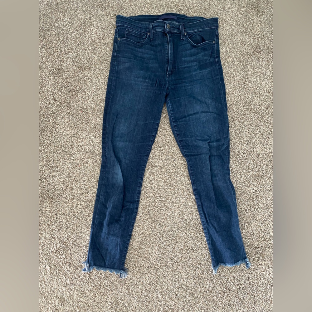 Joe jean- high rise skinny cut off hem- size 30- dark denim